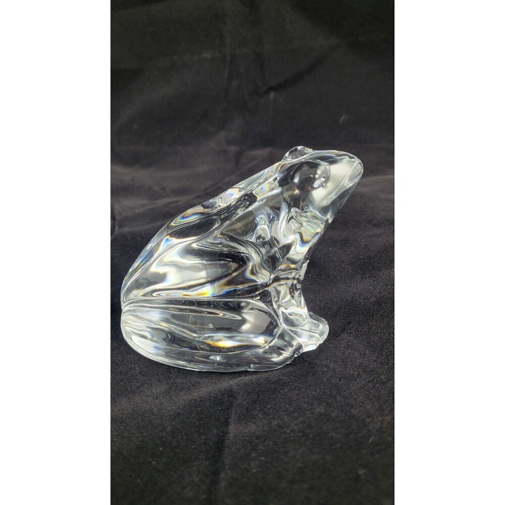Vintage Beautiful BACCARAT Crystal Frog Clear Figurine 4" L France Paperweight